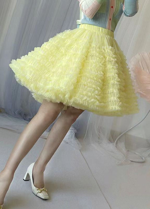 Fashion Red Layered Ruffled Patchwork Tulle Skirts Summer