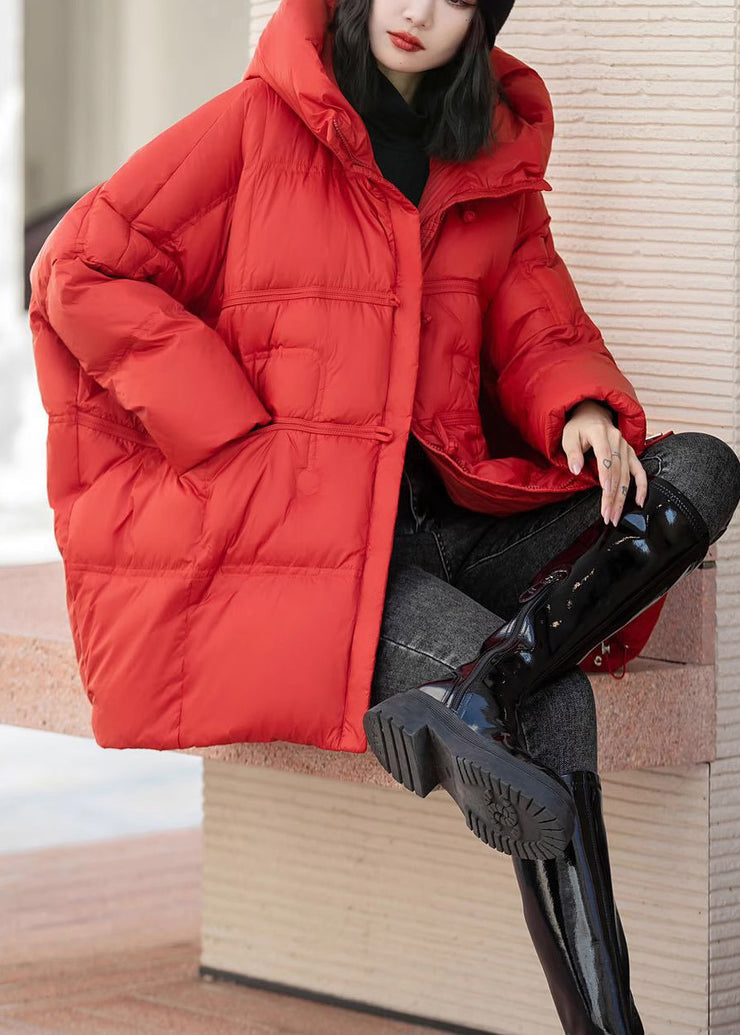 Fashion Red Oversized Duck Down Puffer Jacket Winter