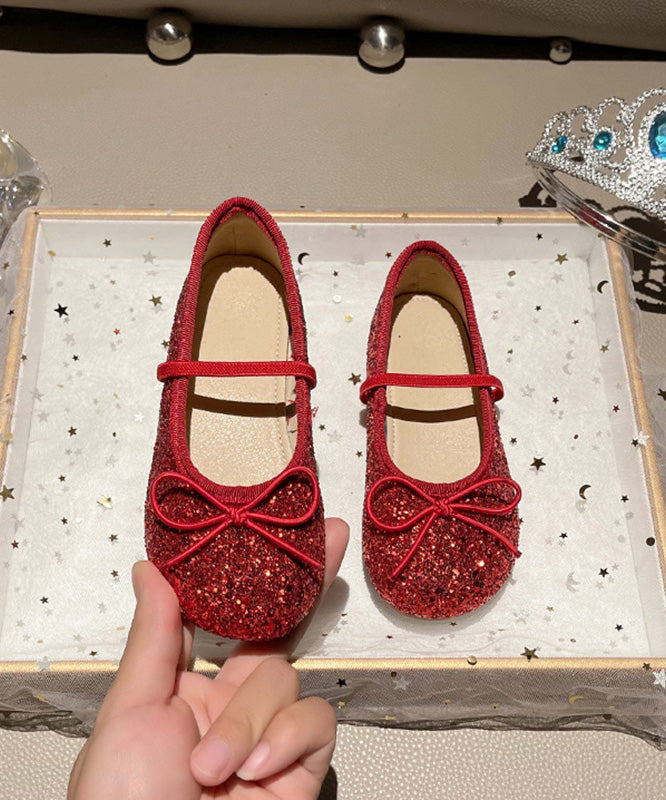 Fashion Red Sequins Kids Lace Up Penny Loafers