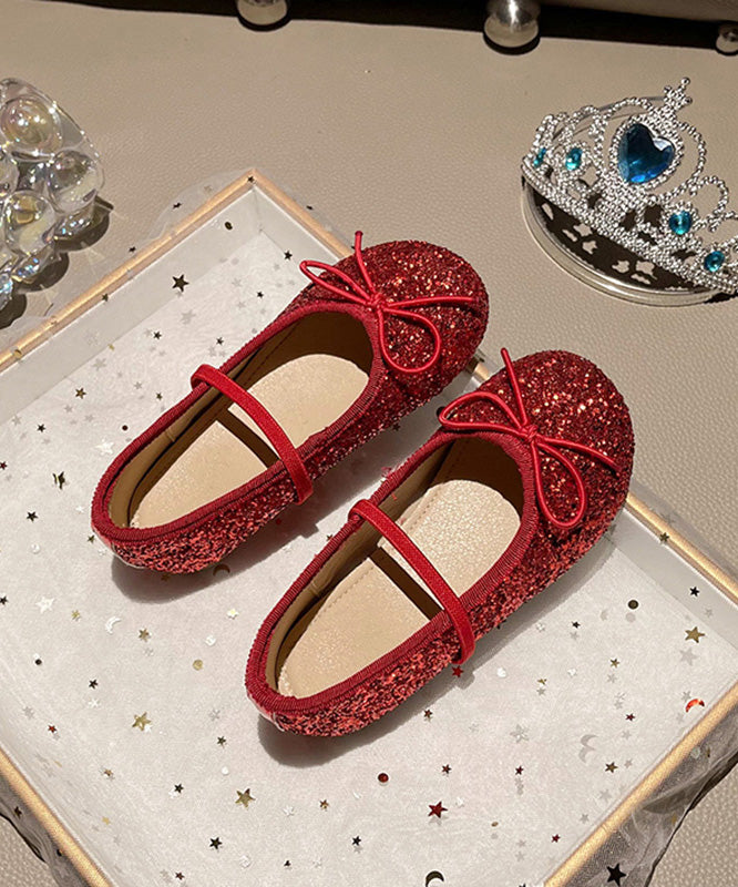 Fashion Red Sequins Kids Lace Up Penny Loafers