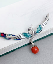 Fashion Red Sterling Silver Agate Phoenix Pendant Necklace