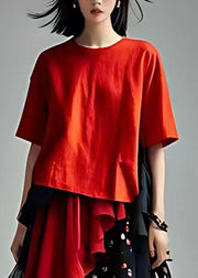 Fashion Red Tulle Patchwork Chiffon Long Dress Short Sleeve