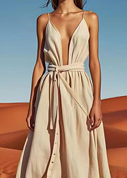 Fashion Sexy Off The Shoulder Tie Waist Cotton Long Dress Summer