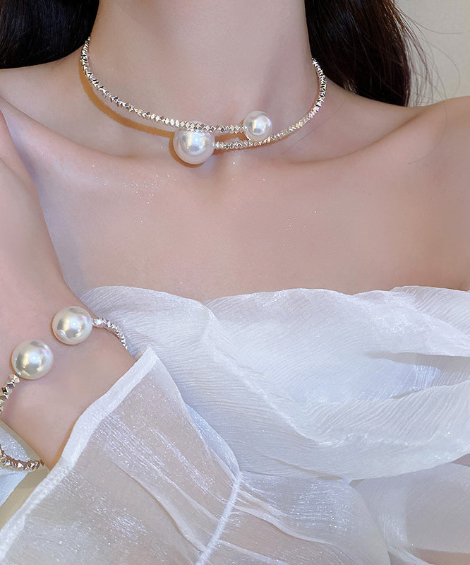 Fashion Silk Copper Alloy Pearl Choker