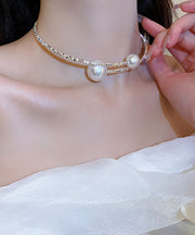 Fashion Silk Copper Alloy Pearl Choker