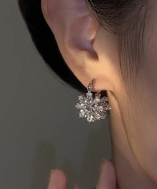 Fashion Silk Copper Zircon Snow Hoop Earrings