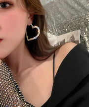 Fashion Silk Sterling Silver Alloy Zircon Love Hoop Earrings