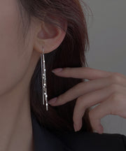 Fashion Silk Sterling Silver Sequins Tassel Drop Earrings