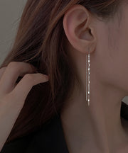 Fashion Silk Sterling Silver Sequins Tassel Drop Earrings