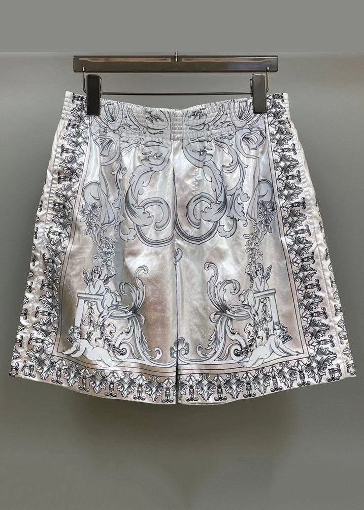 Fashion Silver Patterned Printed Shorts For Men&