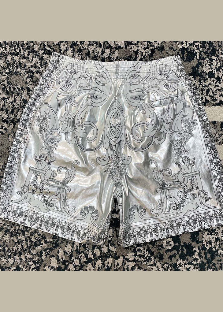 Fashion Silver Patterned Printed Shorts For Men&