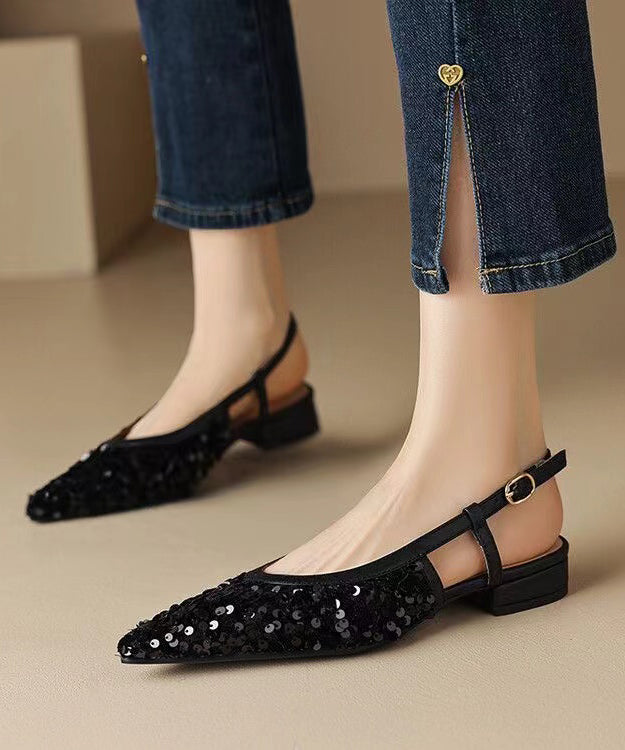 Fashion Silver Pointed Toe Hollow Out Sequins Sandals