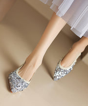 Fashion Silver Pointed Toe Hollow Out Sequins Sandals