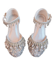 Fashion Silvery Crystal Tassel Buckle Strap Girls Flats Shoes