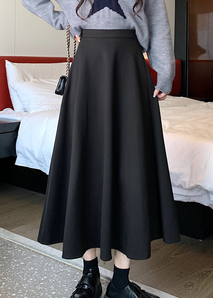 Fashion Simple Black Wrinkled High Waist Skirts Spring