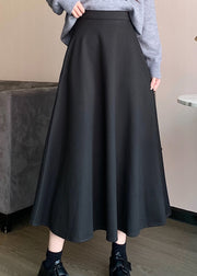 Fashion Simple Black Wrinkled High Waist Skirts Spring