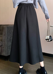 Fashion Simple Black Wrinkled High Waist Skirts Spring