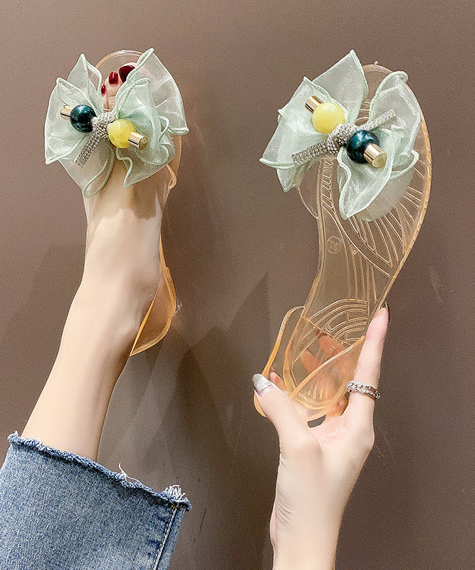 Fashion Tulle Bow Transparent Crystal Walking Sandals