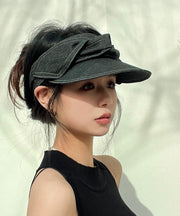 Fashion Versatile Black Gray Bow Denim Empty Top Hat