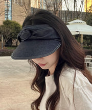 Fashion Versatile Black Gray Bow Denim Empty Top Hat