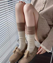 Fashion Versatile Camel Patchwork Mid Calf Socks