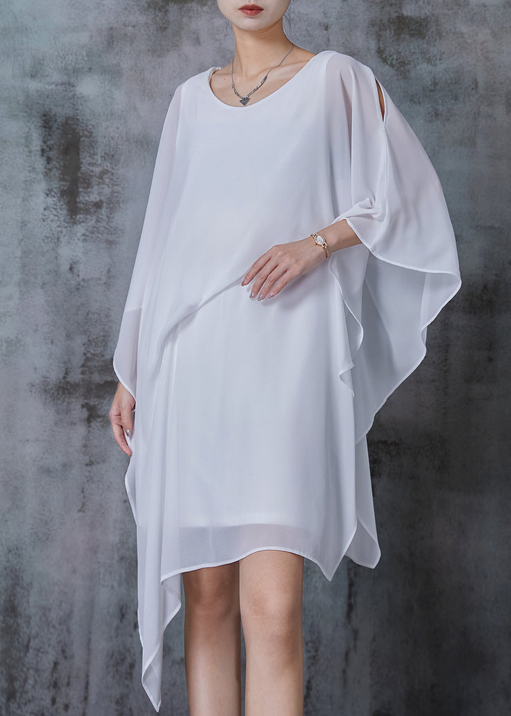 Fashion White Cold Shoulder Asymmetrical Design Dresses Summer