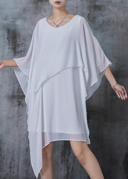 Fashion White Cold Shoulder Asymmetrical Design Dresses Summer