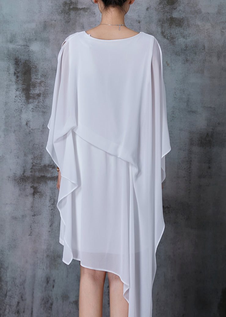 Fashion White Cold Shoulder Asymmetrical Design Dresses Summer