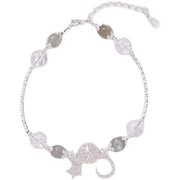 Fashion White Crystal Zircon Star Moon Charm Bracelet