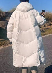 Fashion White Hooded Zippered Pockets Duck Down Men Coats Winter