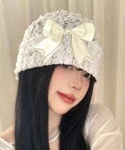 Fashion White Lace Bow Thin Bonnie Hat