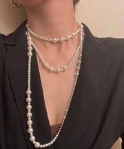 Fashion White Pearl Layered Gratuated Bead Necklace
