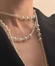 Fashion White Pearl Layered Gratuated Bead Necklace