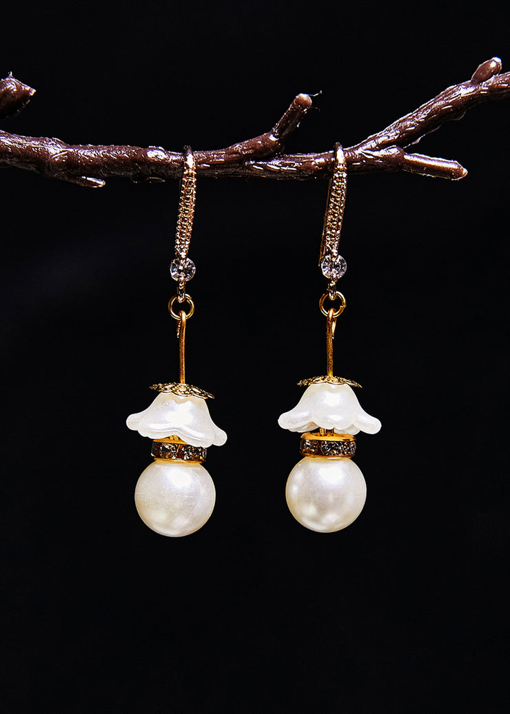 Fashion White Pearl Zircon Drop Earrings