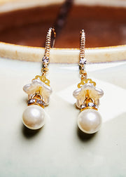 Fashion White Pearl Zircon Drop Earrings