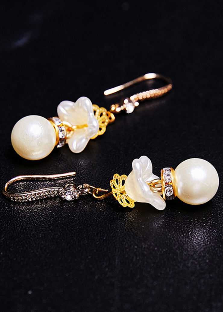 Fashion White Pearl Zircon Drop Earrings