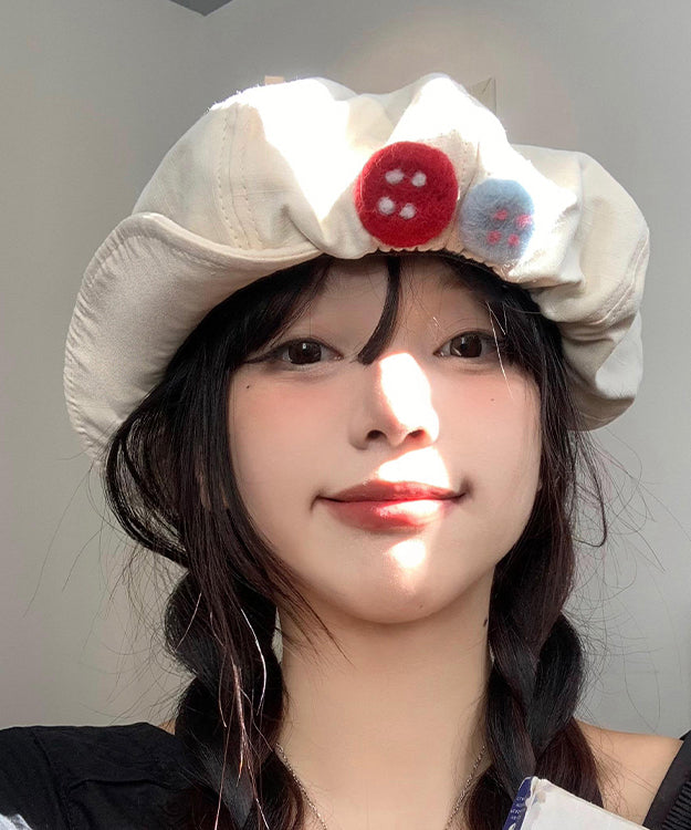 Fashion Women Beige Patchwork Beret Hat