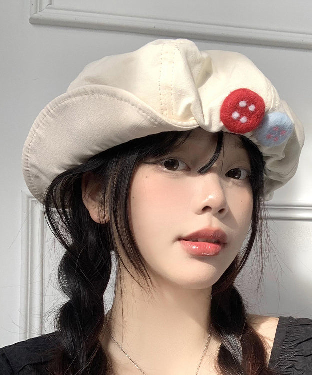 Fashion Women Beige Patchwork Beret Hat