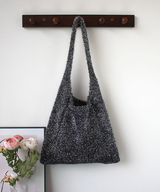 Fashionable Silver Shiny Knitted Shoulder Bag