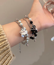 Fine Alloy Zircon Pearl Black White Ghost Two Piece Set Charm Bracelet