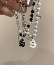 Fine Alloy Zircon Pearl Black White Ghost Two Piece Set Charm Bracelet