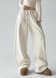 Fine Apricot Pockets Drawstring Thick Wide Leg Pants Spring