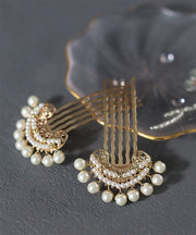 Fine Beige Sterling Silver Alloy Pearl Hairpin