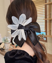 Fine Black Alloy Cloth Tulle Bow Hairpin