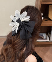 Fine Black Alloy Cloth Tulle Bow Hairpin