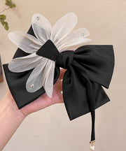 Fine Black Alloy Cloth Tulle Bow Hairpin