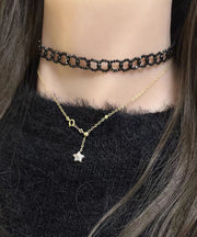 Fine Black Alloy Crystal Chain Necklace