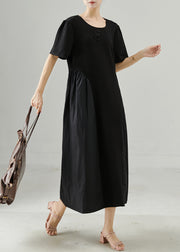 Fine Black Flower Patchwork Cotton Long Dresses Summer