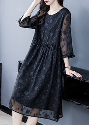 Fine Black Oversized Jacquard Chiffon Dress Summer