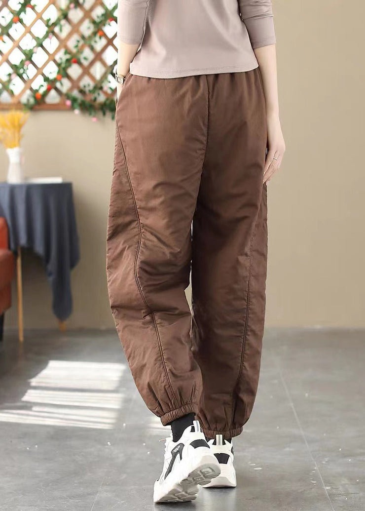 Fine Black Oversized Thick Fine Cotton Filled Harem Pants Winter